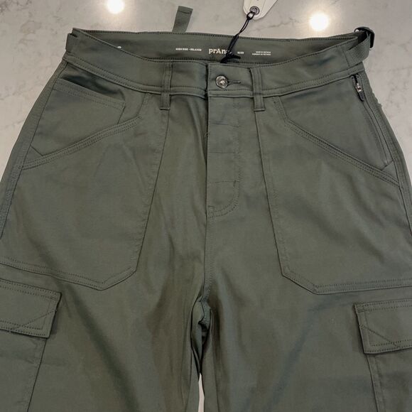 prAna NEW Stretch Zion Cargo Pant Womens 10 x33 Green Hiking High Rise Cinch Hem - Picture 5 of 16